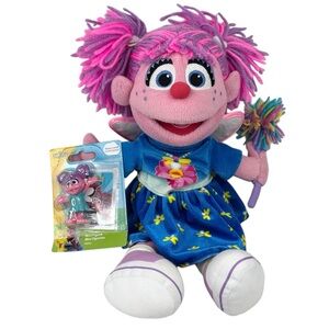 Gund Sesame Street 14” 2015 Abby Cadabby Plush & 2024 Just Play 2 1/2” Figurine